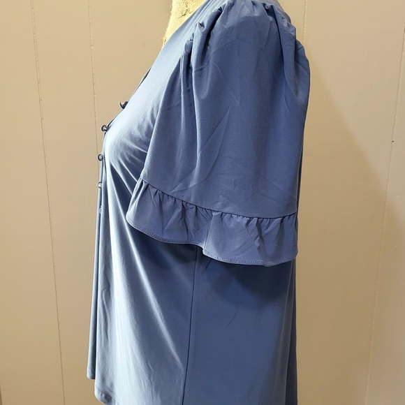 ANNE KLEIN BLUE DRESS BLOUSE - Picture 5 of 7